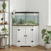 vidaXL Stojalo za akvarij Corona Bela 70 x 70 x 73 cm Trdna borovina