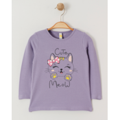 VIA GIRLS Majica za devojcice Cute Meow, Ljubicasta