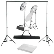 Vidaxl Fotografski studijski komplet s svetilkami in ozadjem