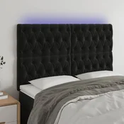 Vidaxl vidaXL Vzglavje postelje z LED diodo črno 144x7x118/128 cm žamet