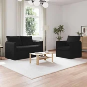 Vidaxl Kavč 2 pcs Črna 196 x 82 x 85 cm blago