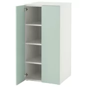 SMASTAD / PLATSA Garderober, bela svetlozelena/s 3 police, 60x57x123 cm