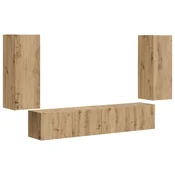 Vidaxl Set omare za televizijo na steni 4 szt. Umetni hrast