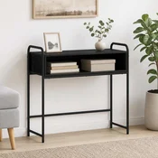 vidaXL Konzolna miza Črni hrast 90 x 33 x 80,5 cm Inženirski les