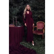 Made Of Emotion Womans Elegant maxi dress with a sash - maroon