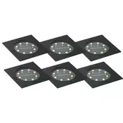 Komplet 6 talnih reflektorjev črne barve kvadratni vklj. LED IP65 solarni - Terry