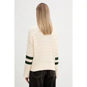 Bombažen pulover Tommy Hilfiger ženski, bež barva, WW0WW47633