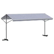 Vidaxl Prostostoječa tenda modra in bela 500x300 cm krem blago jeklo