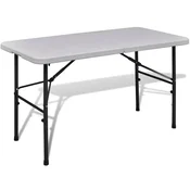 Vidaxl Zložljiva vrtna miza 122 cm HDPE bela