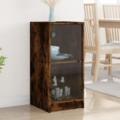 Bocni ormaric sa staklenim vratima boja hrasta 35x37x75,5 cm