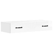 Vidaxl Stenska stranska miza Bela visok sijaj 87,5 x 34,5 x 17 cm