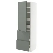 METOD / MAXIMERA Vis.el. s polic/4fiok/vrat/2front, bela/Nickebo mat sivozelena, 60x60x200 cm