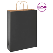Papirnate vrecice 250 kom s ruckama crne 32x12x42 cm