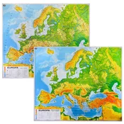 Evropa. Splošna geografija (fizikalna)/Za vaje. Dvostranski stenski zemljevid