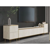 TV-omarica Kailua 2574 (Svetla Travertine + Zlata) Zlati hrast, Svetla Travertine, 260x60x35cm