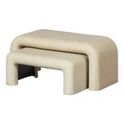 Kremno bele mizice v kamnitem dekorju v kompletu 2 ks 42x92 cm Stani – WOOOD