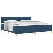 Vidaxl Postelja z vzmetnico z blazino Modra 200 x 200 cm blago