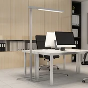 Arcchio LED pisarniška talna svetilka Susi, srebrna, senzor, zatemnitev na dotik - Študija/pisarna - Sodobni - srebrna (RAL 9006) - Aluminij