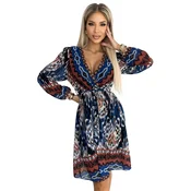 516-1 Chiffon dress with a neckline and long sleeves - Indian pattern