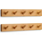 2x LARHN bambusni stenski obešalnik s 5 kavlji