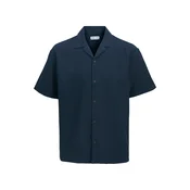 Jack & Jones Srajca Global Waffle Resort 12295551 Mornarsko modra Relaxed Fit