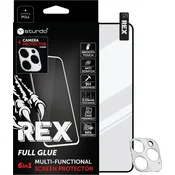 Kaljeno zaščitno steklo + zaščita kamere za iPhone 13 Pro Max, Sturdo Rex - Črno