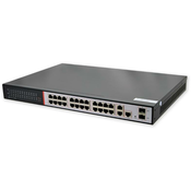 PoE stikalo 24/24 + 2 MNG - stikalo 10/100 24xPoE + 2x1Gb 2xSFP, MNG