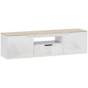 Homestar TV nizka omarica 160x38x43 cm visok sijaj 3 predelki predal naravno lesena