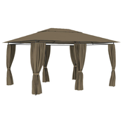 vidaXL Vrtni šotor z zavesami 4x3 m taupe 180 g/m2