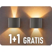 LED line LED stenska svetilka 2x3W, 450lm, IP54, siva, 1+1 gratis! Farba svetla: Topla bela [475534]