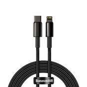 Pleteni kabel za punjenje i prijenos podataka 20W USB-C u Lightning kabel Baseus Tungsten Gold - 2m - crni
