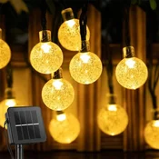 KJB Solarna veriga z okroglimi lučkami 6,5 m, 30 LED, rumena svetloba