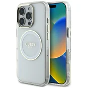 slomart Etui Guess IML Metal Colored Circle Classic Logo MagSafe za iPhone 16 Pro - belo
