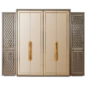 Casa Padrino luxury Art Deco bedroom cabinet gray/gold 280 x 60 x H. 229 cm - Mirrored wardrobe with 4 doors - Bedroom furniture - Art Deco furniture - Luxury furniture - Luxury furnishings