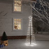 vidaXL Božično drevo s konico 108 hladno belih LED diod 180 cm