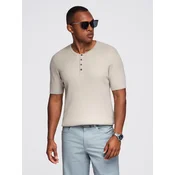 Ombre Cotton T-shirt with print on chest and back - dark beige