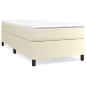Vidaxl Posteljni okvir z vzmetmi krem 90x200 cm umetno usnje