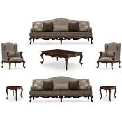 Casa Padrino luxury baroque living room set silver/brown - 2 Sofas & 2 Armchairs & 1 Coffee Table & 2 Side Tables - Handmade baroque living room furniture - Noble & Magnificent