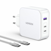 UGREEN Nexode USB-A+2*USB-C 140W GaN Fast Punjac+USB-C Cable wht