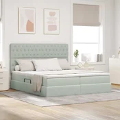 Krevet s od storage Svijetlo siva 180 x 200 cm Baršun Svjetlosiva