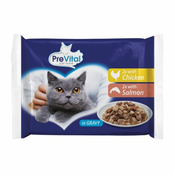 PreVital Cat vrečke piščanec/losos v omaki 4 x 100 g