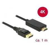 Delock kabel DisplayPort 1.2 (moški) > High Speed HDMI-A (moški), pasivni, 4K, 1 m, črn