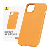 BASEUS Ohišje za telefon iPhone 15 Plus Fauxther Series (oranžno)