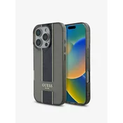 Guess IML Middle 4G Stripe Zadní Kryt pro iPhone 16 Pro Black Ovitek za telefon Vijolična