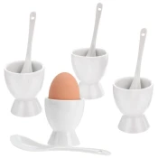 shumee Skodelice za jajca z žličkami, bel porcelan, 4 kosi.