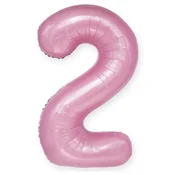 Folijski rojstnodnevni balon številka 2 roza 100 cm