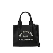 Karl Lagerfeld Nakupovalna torba Karl Lagerfeld Cabas Carré Mini Grainé Blanc & Noir črna