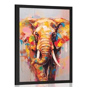 Plakat stilski slon z imitacijo umetniške slike - 20x30 white