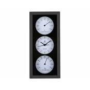 LOWELL Zidni sat s prikazom temperature i vlage 12xh26cm / crno, bijeli brojcanik / pvc