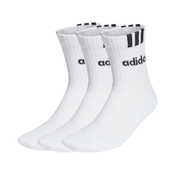 3-STRIPES LINEAR HALF-CREW CUSHIONED SOCKS 3 PAIRS WHITE/BLACK